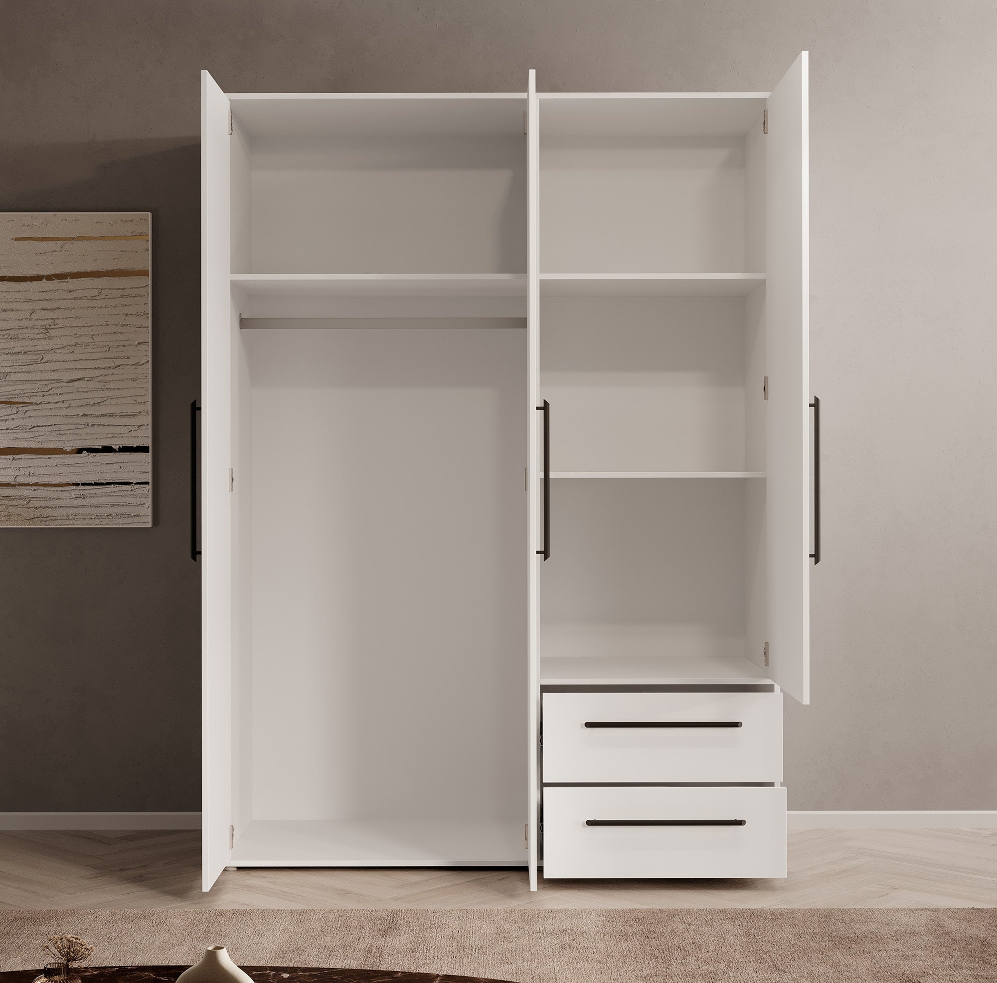 Meubella - Kledingkast Mayen - Wit - 145 cm