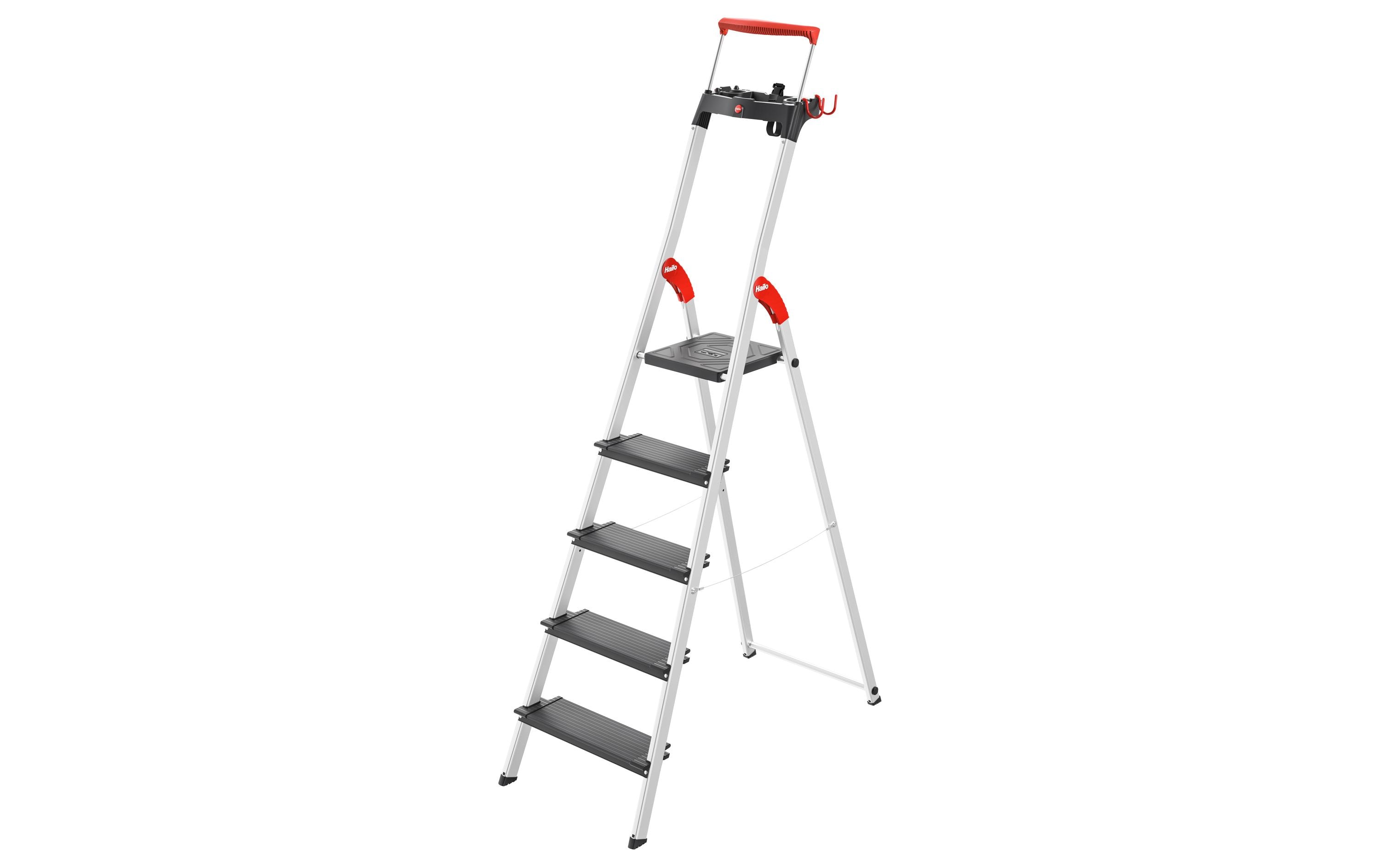 Bockleiter L100 TopLine 5 Stufen<br>Alu-Sicherheits-Stehleiter mit Multifunktions-Schale
