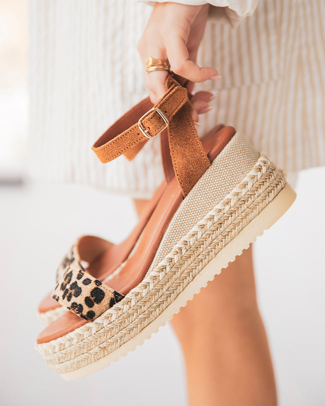 Sandale composée en CUIR léopard - femme - MJNP-95