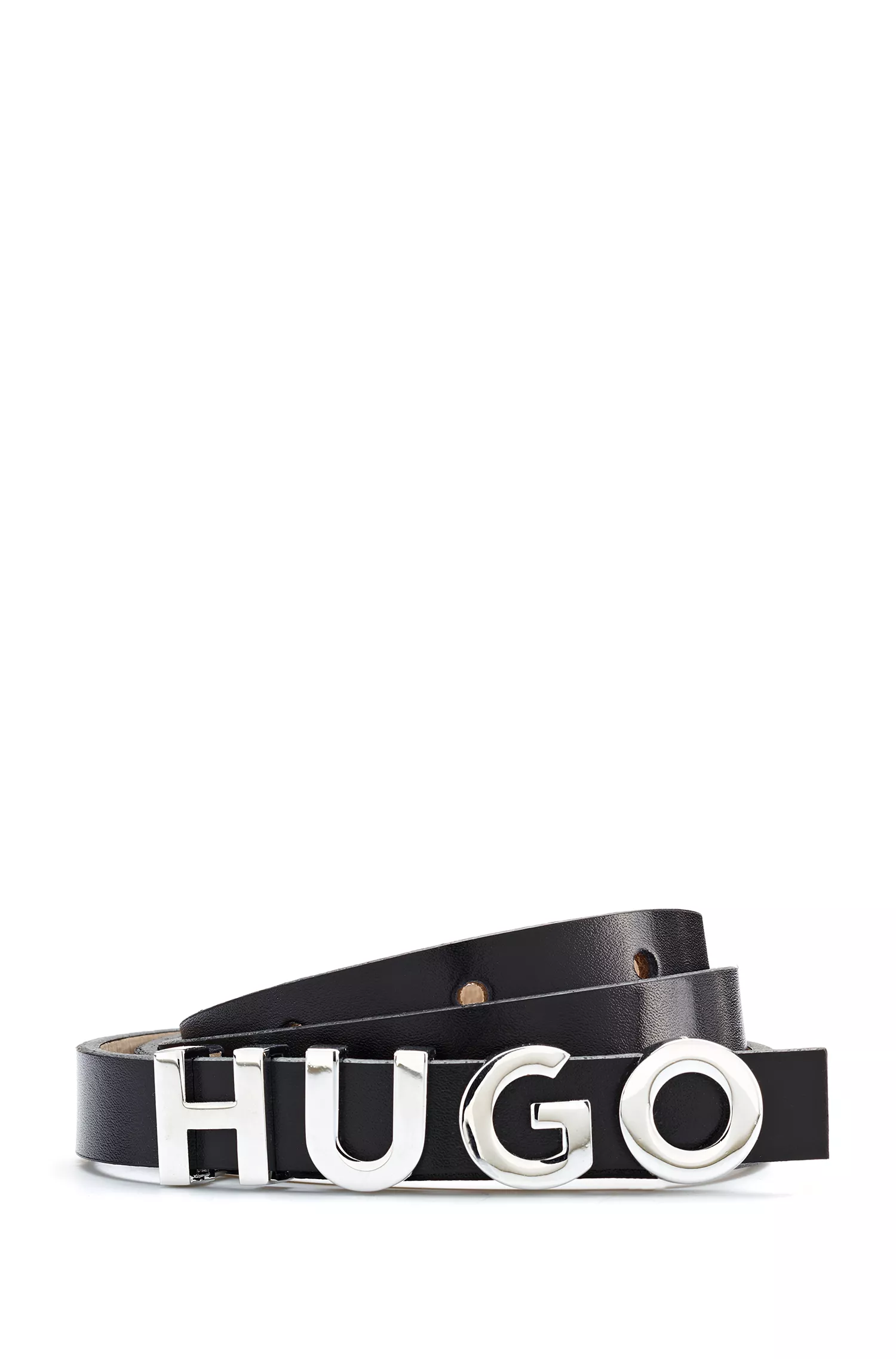 Cinto HUGO em couro italiano vermelho com fivela com o logotipo.