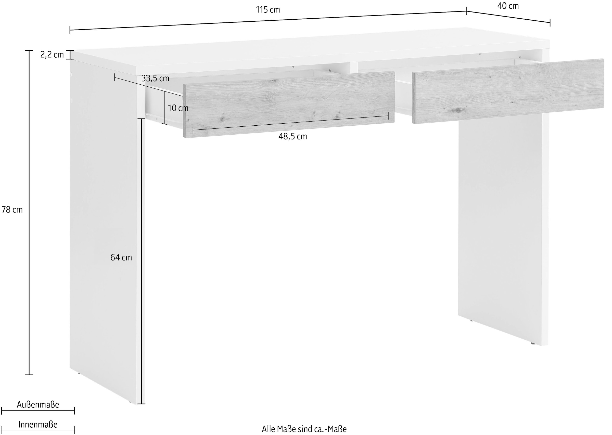 INOSIGN Schminktisch »Astral« mit zwei Schubkasten, einer Arbeitshöhe von 78 cm, Breite 115 cm