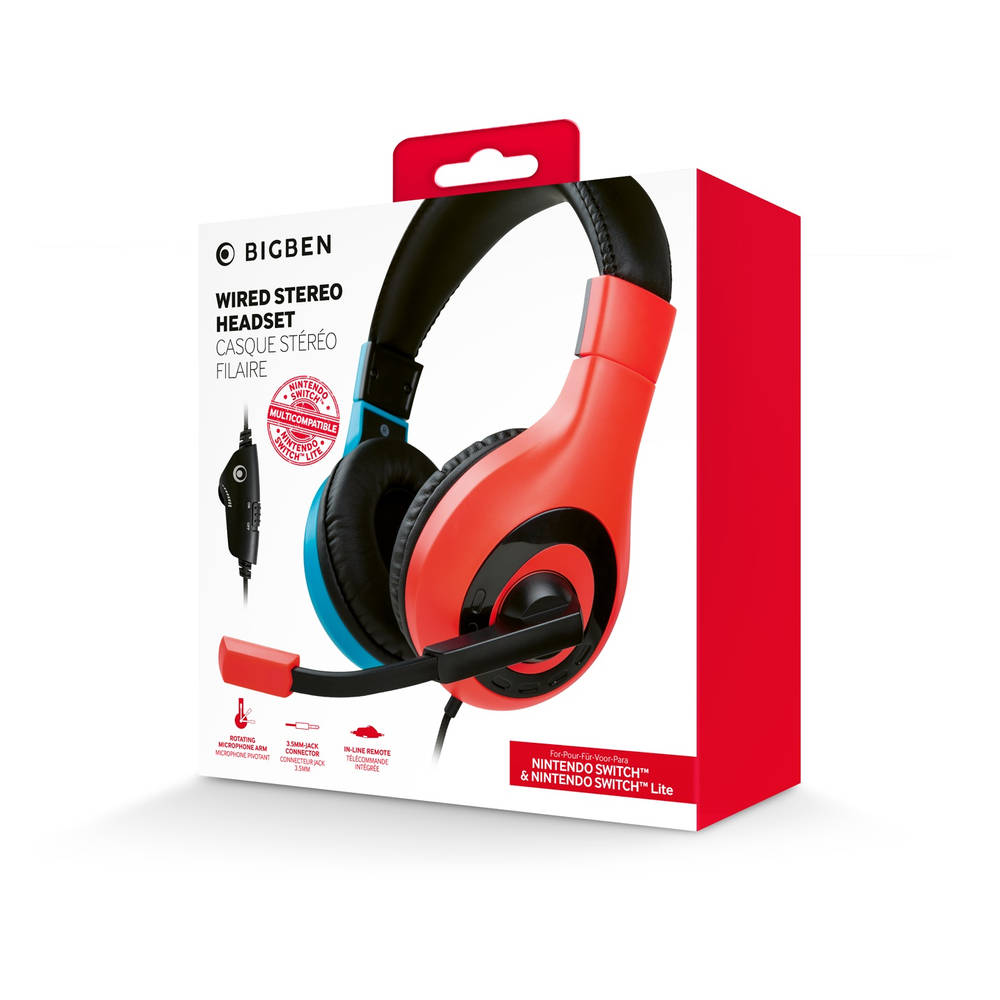 Bigben Nintendo Switch gaming headset - rood/blauw