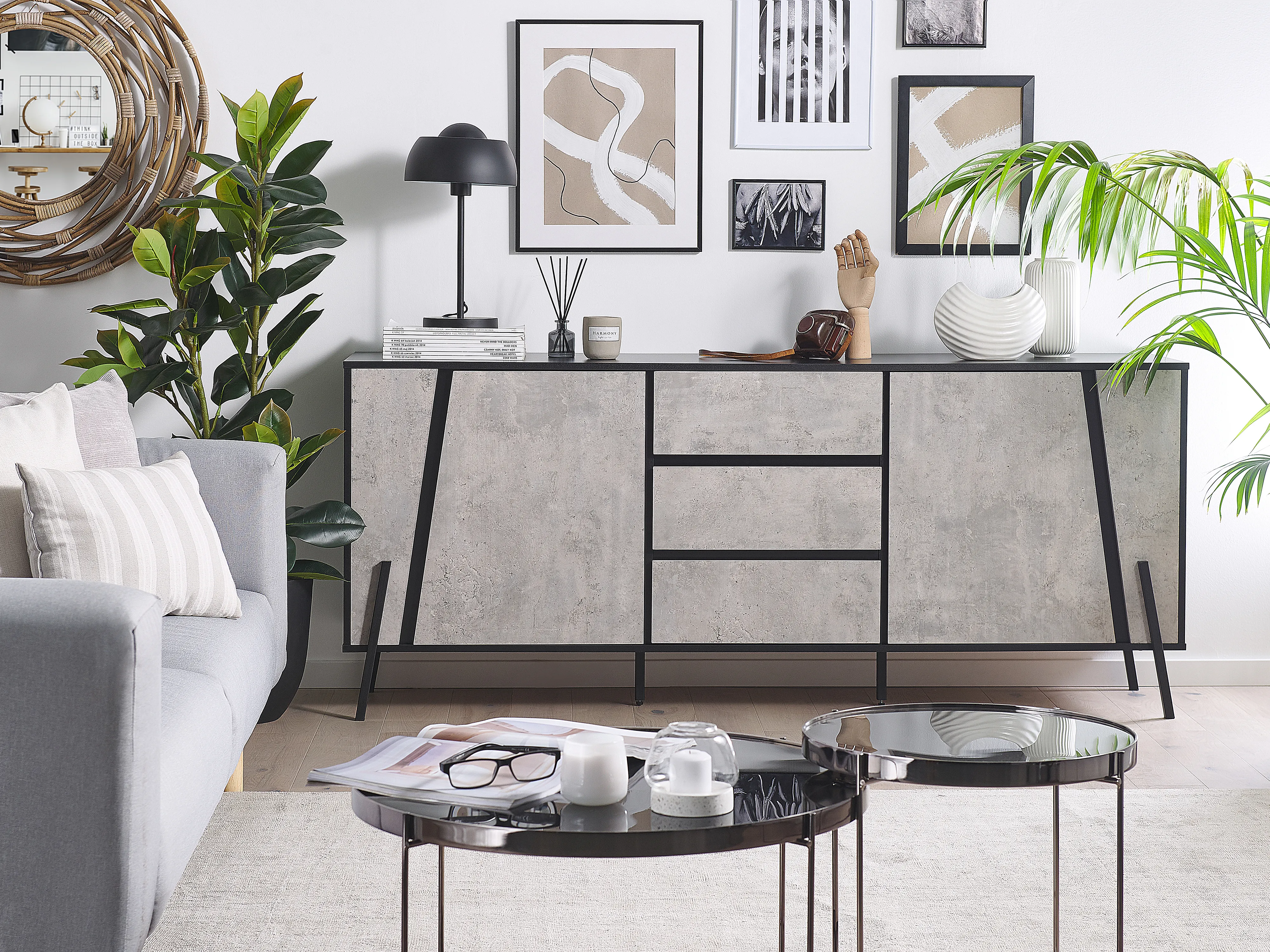Dressoir met 2 deuren BLACKPOOL Grijs beton-effect