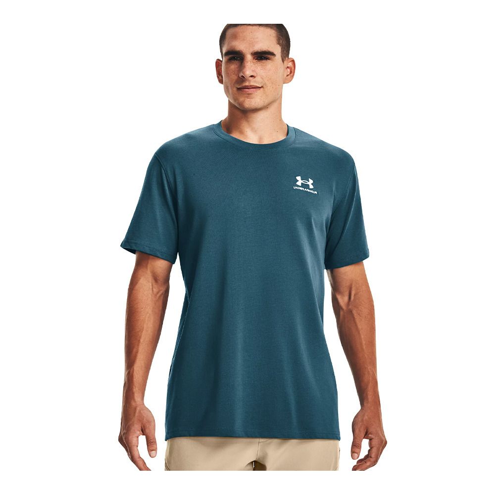 Under Armour UA LOGO EMBROIDERED HEAVYWEIGHT - Tee-shirt Homme static blue/white/white