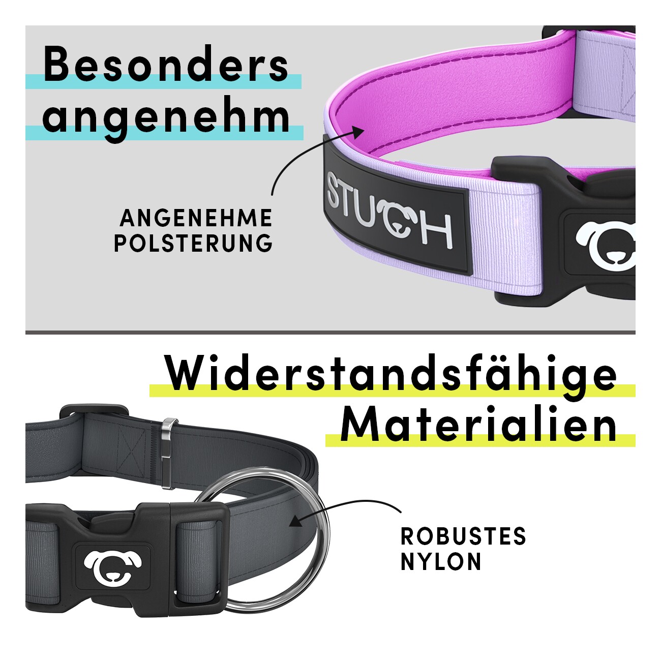 STUCH Hundehalsband gepolstert u. verstellbar dunkelblau S