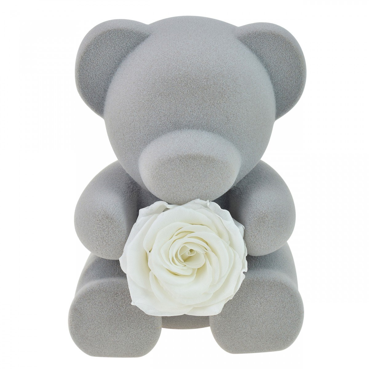 Coffret à bijoux ourson et rose éternelle blanche