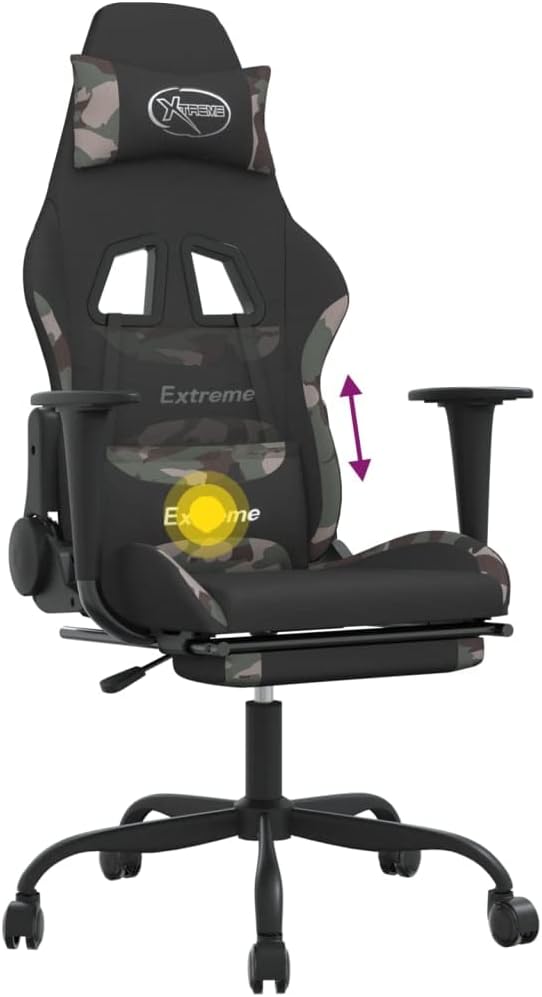 Chairs-Gaming Chairs-Swtif Gaming Chair with Footrest Black and Camouflage Fabric