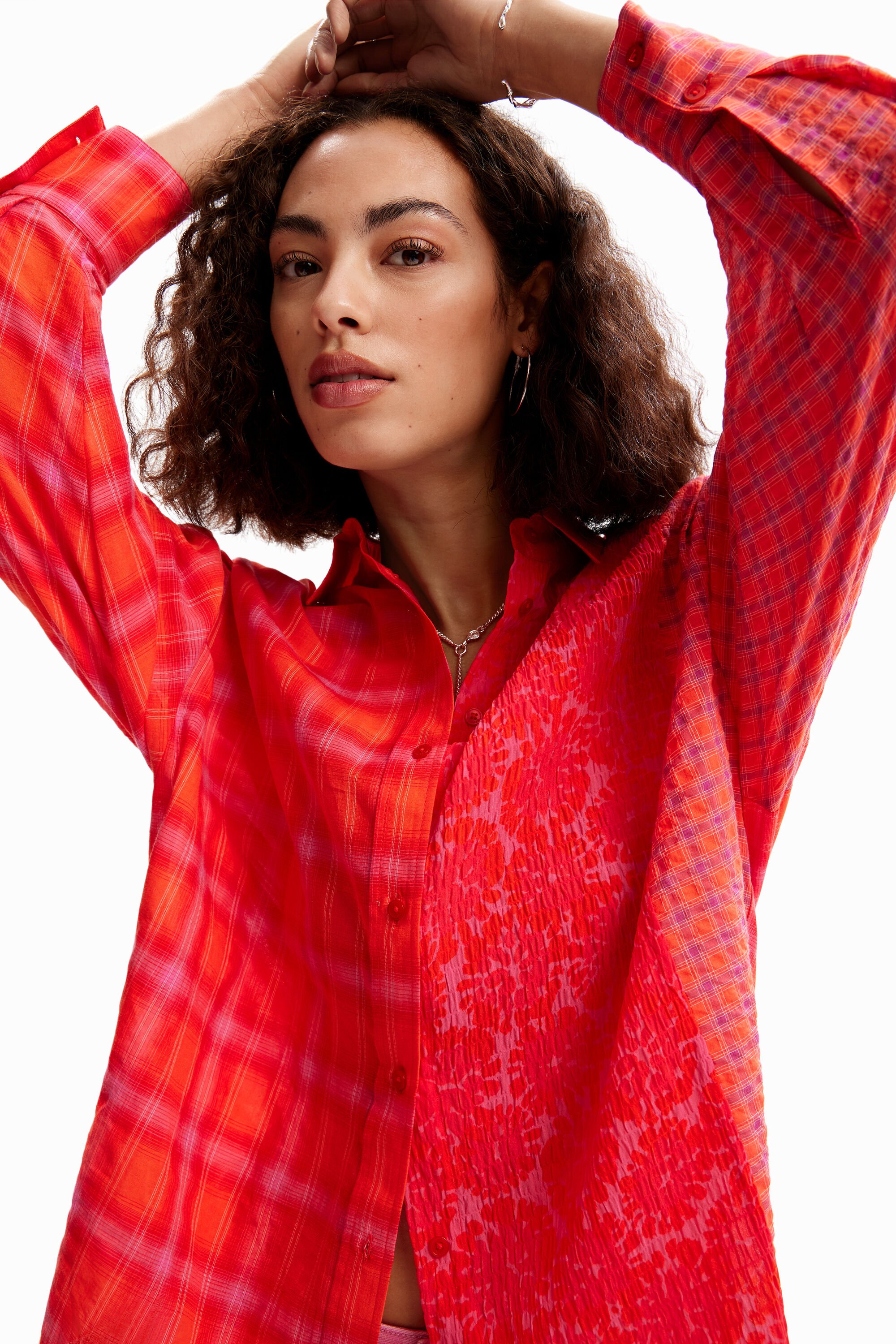 Chemise oversize patchwork carreaux