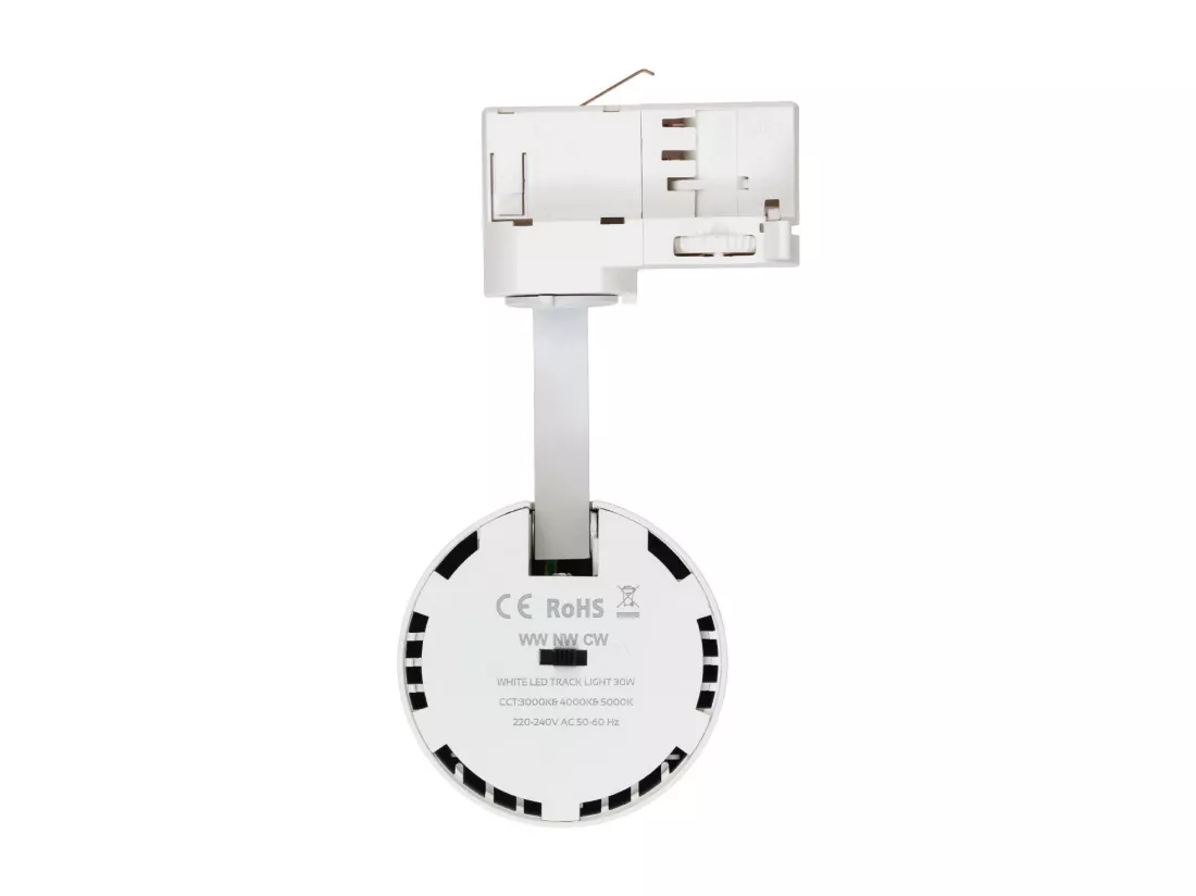 Spot LED sur Rail Triphasé 30W Bertha CCT Blanc Sélectionnable (chaud-neutre-froid)