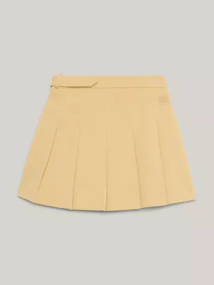 Minissaia chino plissada com cinto e modelagem flare