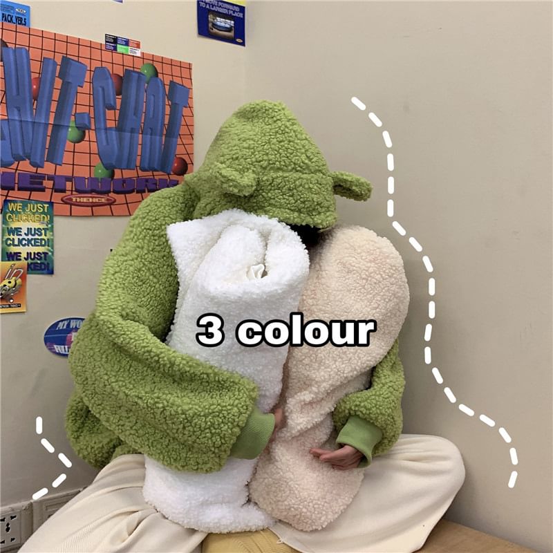 CRIBI - Fleece Teddyjack met rits en eenvoudige berenoorkap
