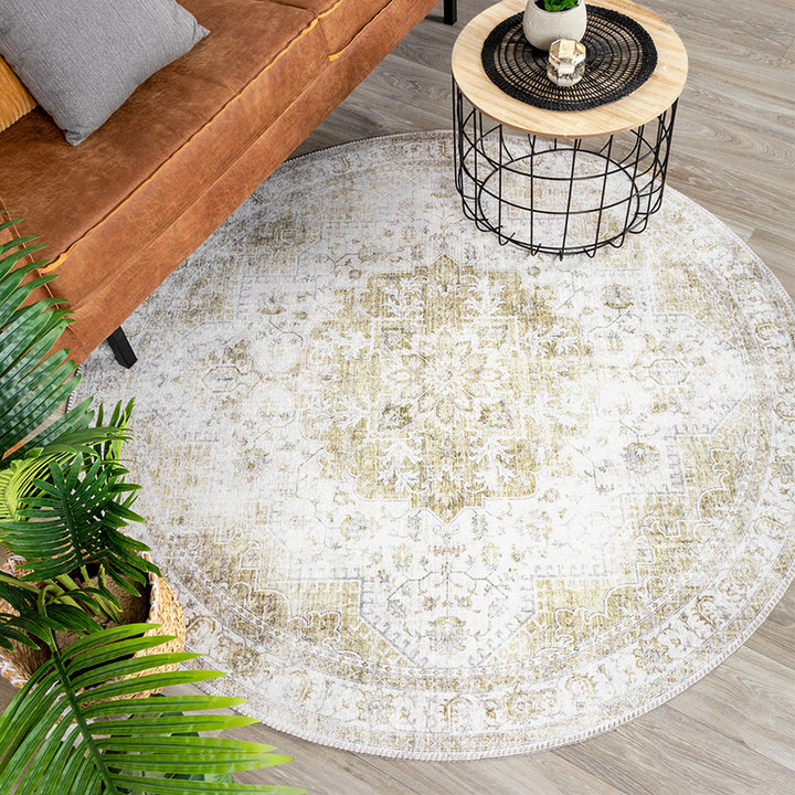 Rond Vintage vloerkleed - Lago Groen | Hoge kwaliteit