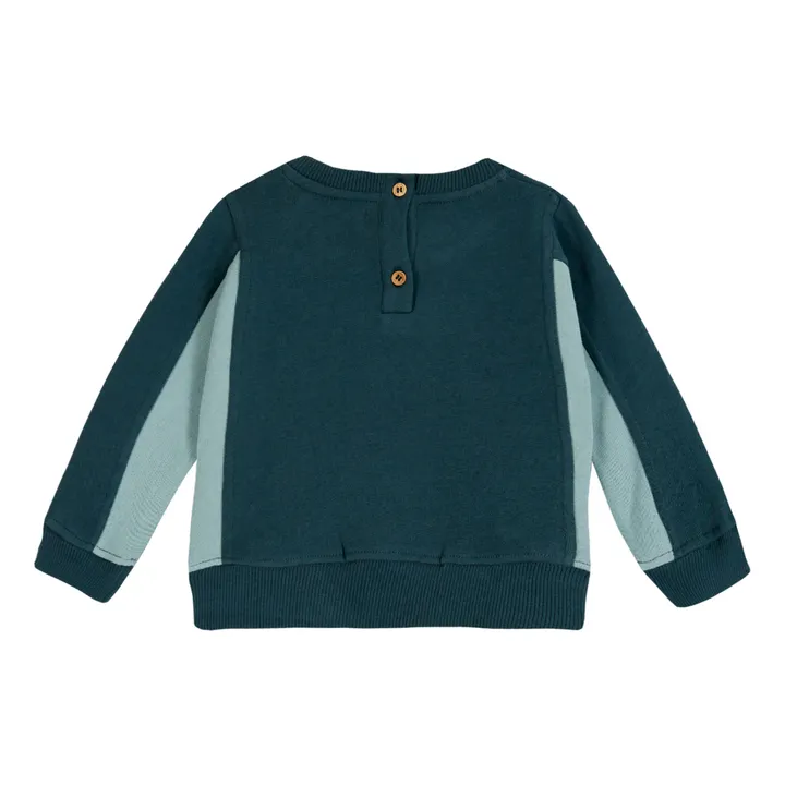 Emile et Ida Sweat Coton Bio Bi-color | Vert foncé