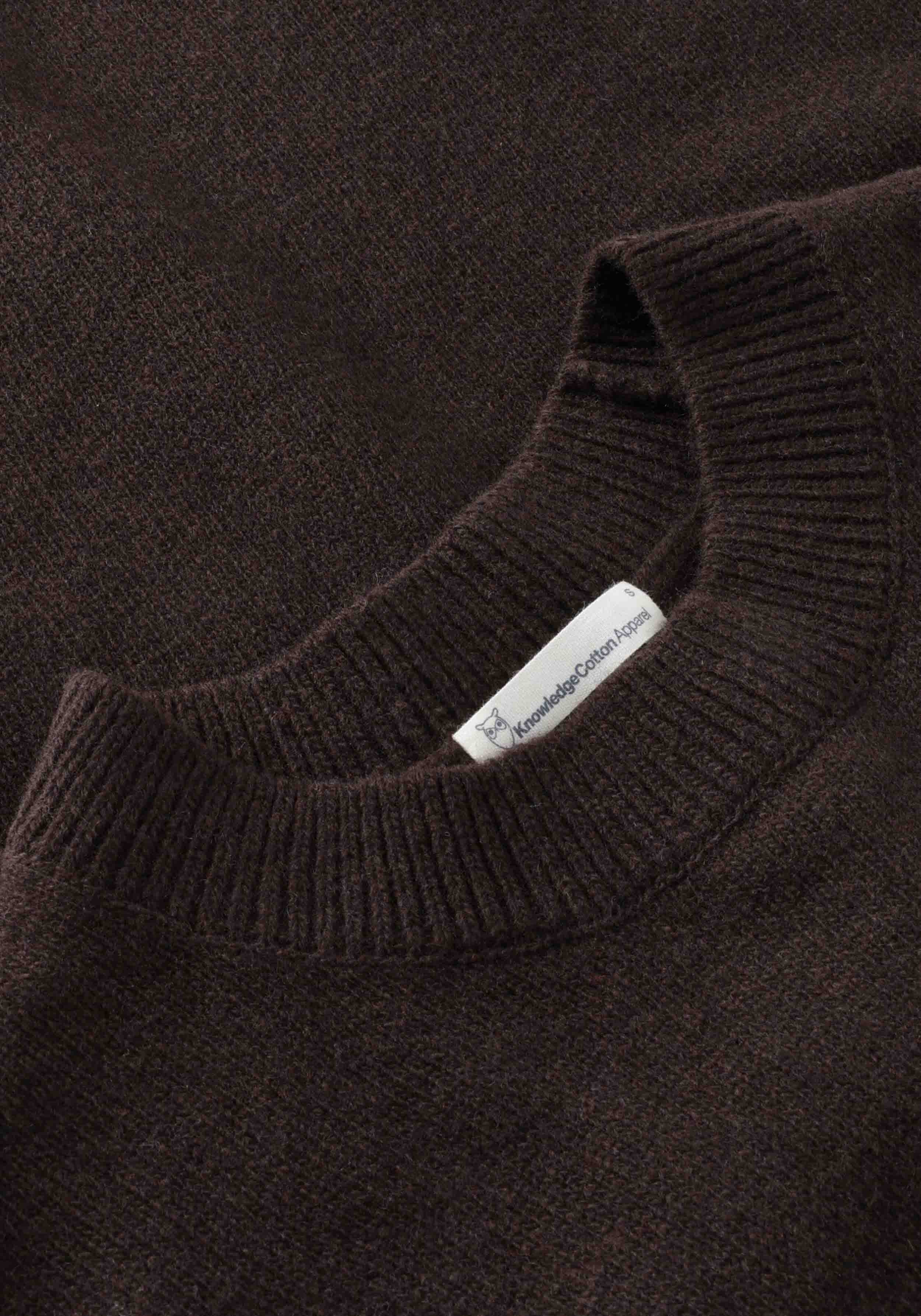Knowledge Cotton Apparel Strickpullover Lambswool Crew Neck Knit Chocolate Torte