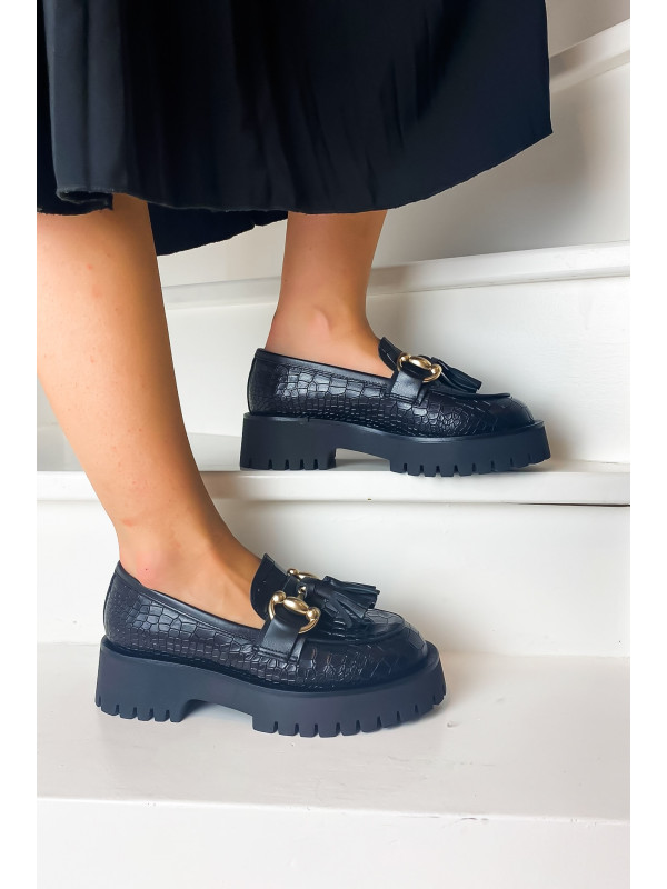 Mocassins E007E1 Cocco Nero - Semerdjian