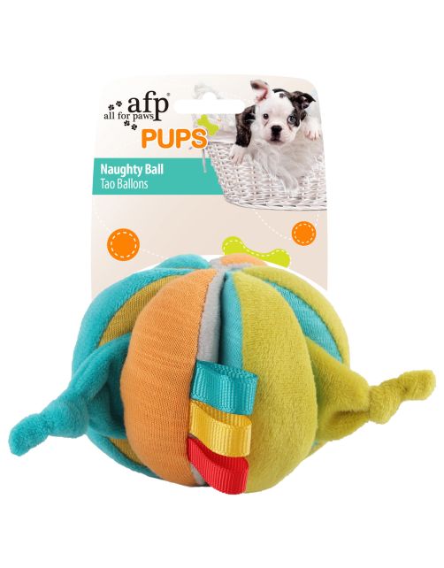 All For Paws Puppy Speelgoed Naughty Bal - Hondenspeelgoed - Geel