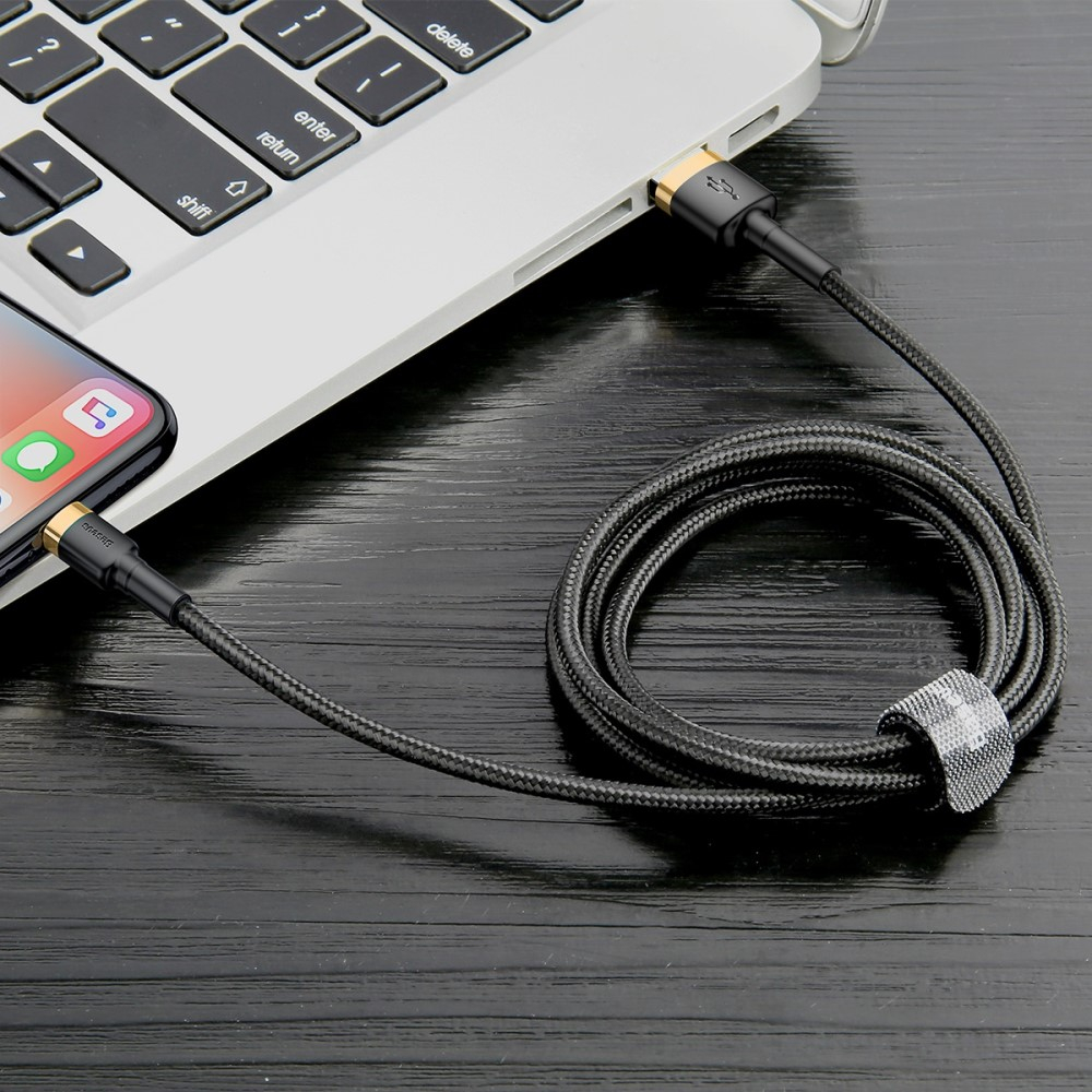 (3m) 2A USB A auf Lightning Ladekabel Datenkabel Nylon Geflecht - Schwarz / Roségold