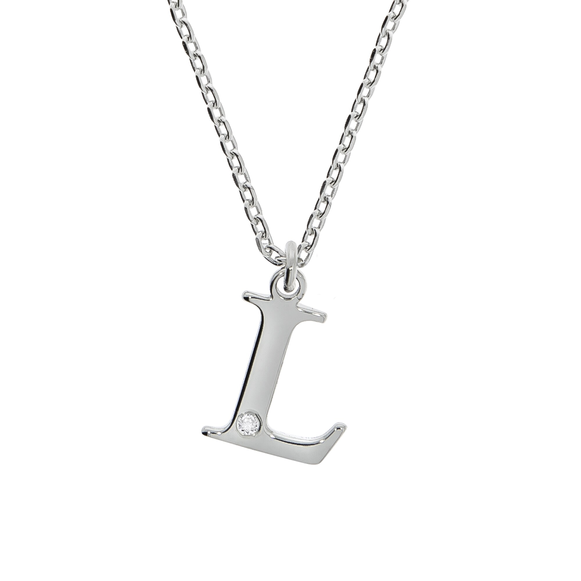 Diamonds by Ellen K. Halskette Silber 925 mit 1x Diamant 0,008ct. Buchstabe L