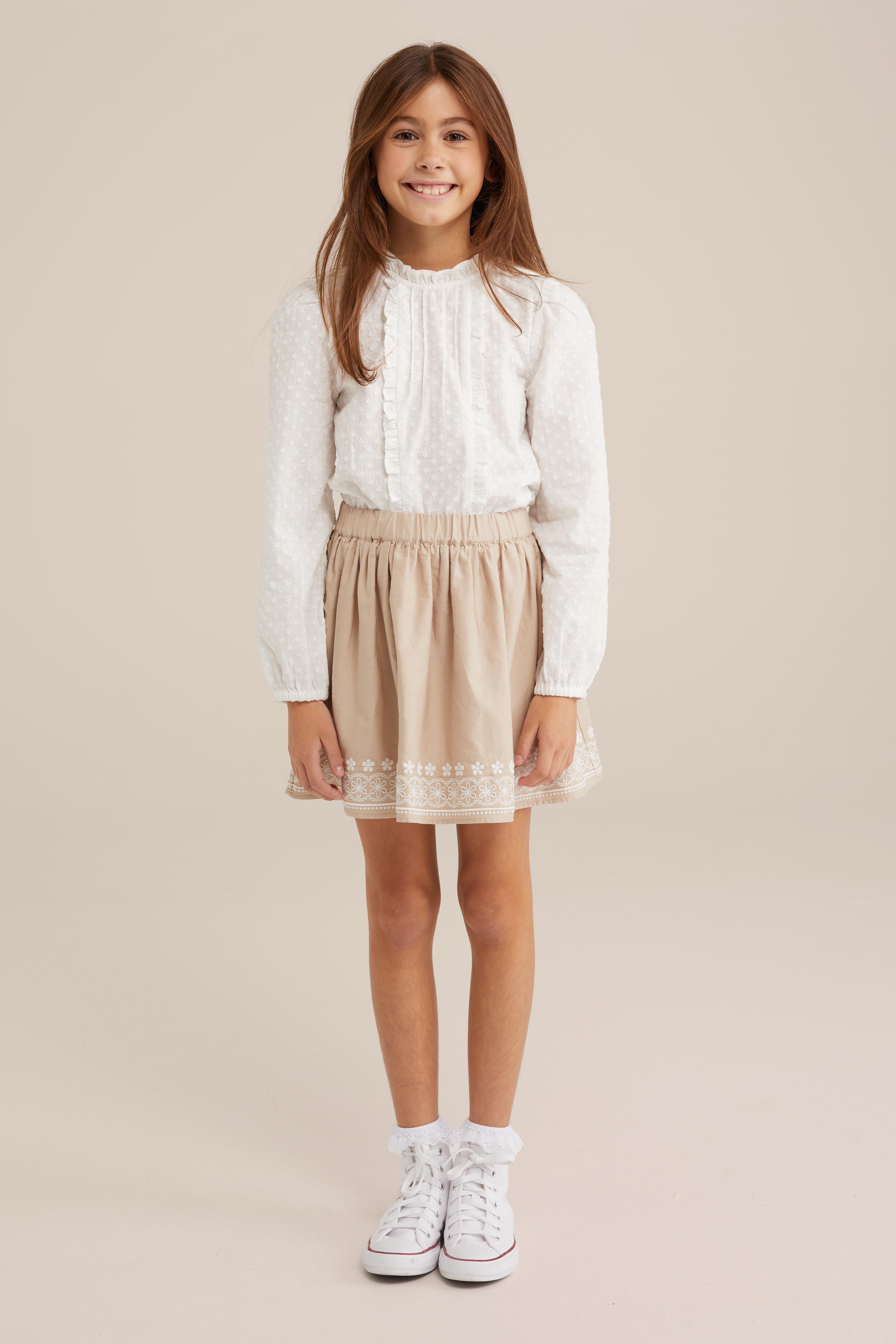Meisjes blouse met structuur WE Fashion Wit