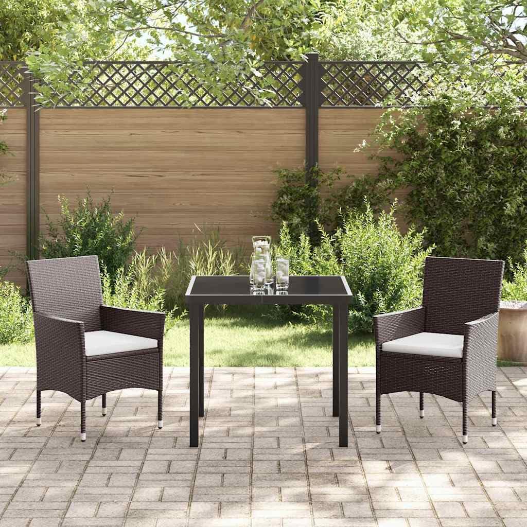 Gartenmöbel Essgruppe 160x80 cm Braun Poly-Rattan mit wetterfesten Sitzkissen Modernes Balkon-Terrassen-Set Robust und Langlebig für Garten Balkon und Terrasse
