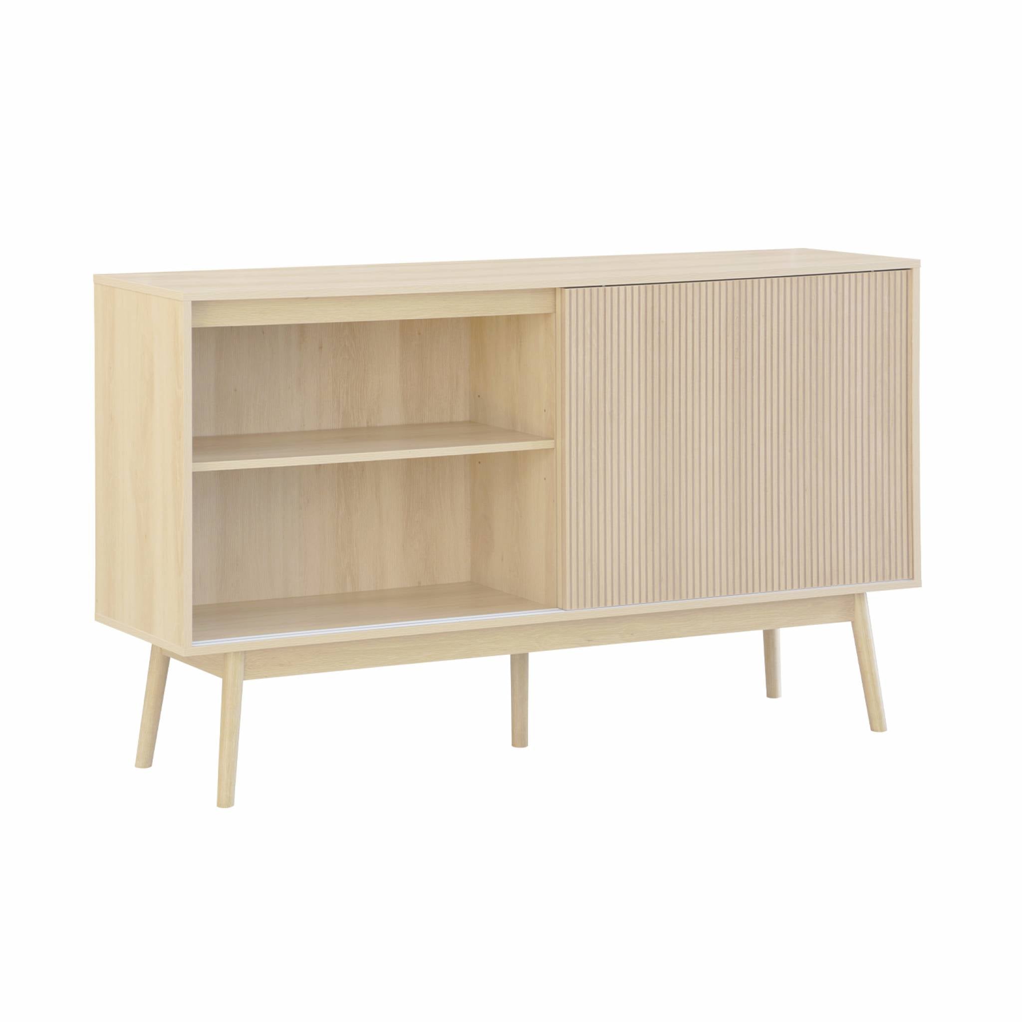 sweeek - Dressoir, donker houtdecor, Linear, B 150 x D 39.5 x H 90cm