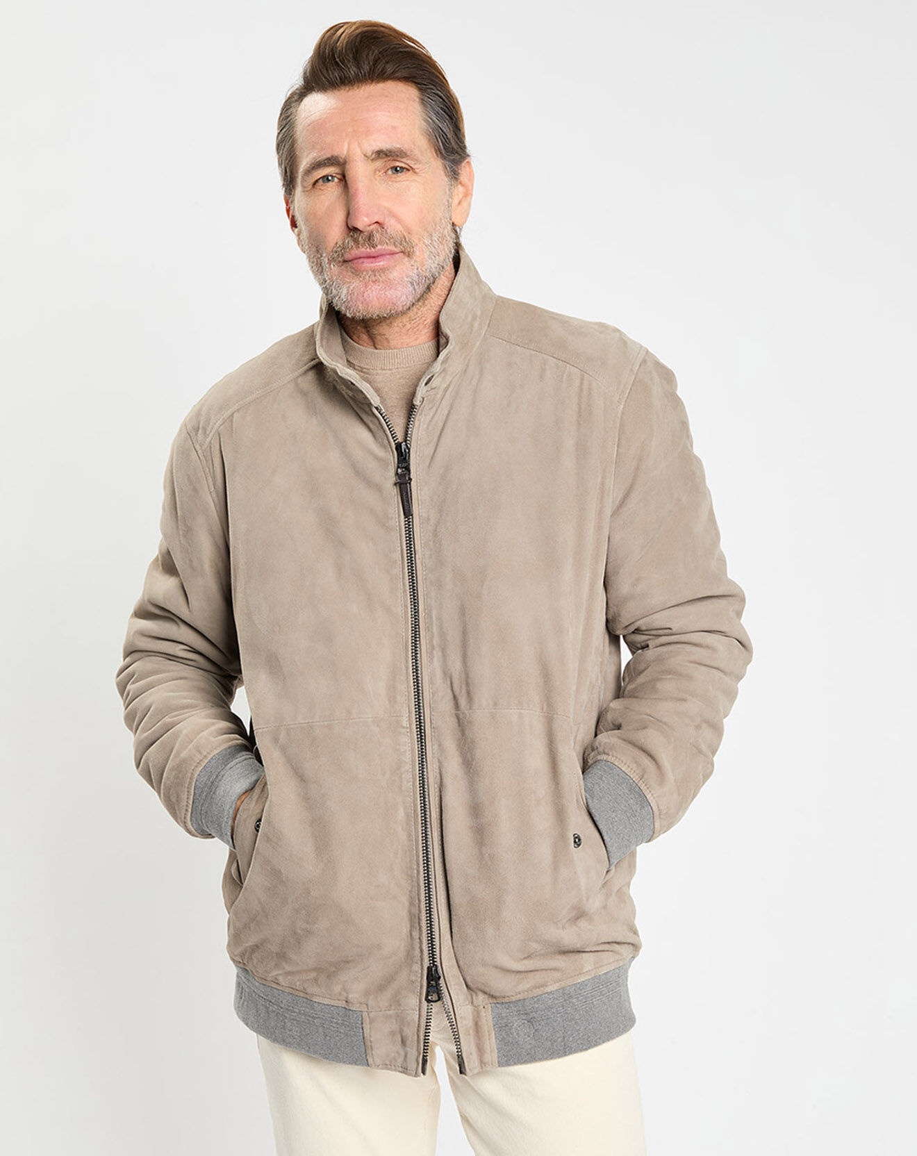 Hackett London Blouson en Velours de Cuir beige