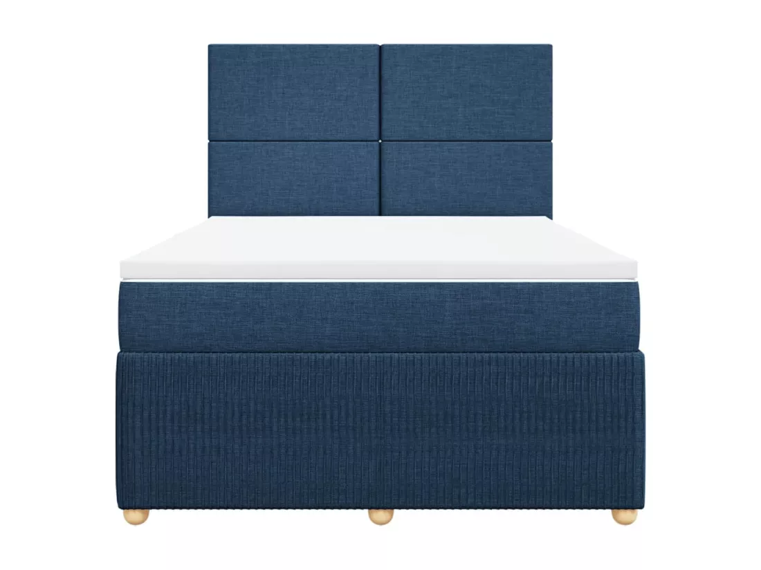 Sommier à lattes de lit avec matelas Bleu 160x200 cm Tissu