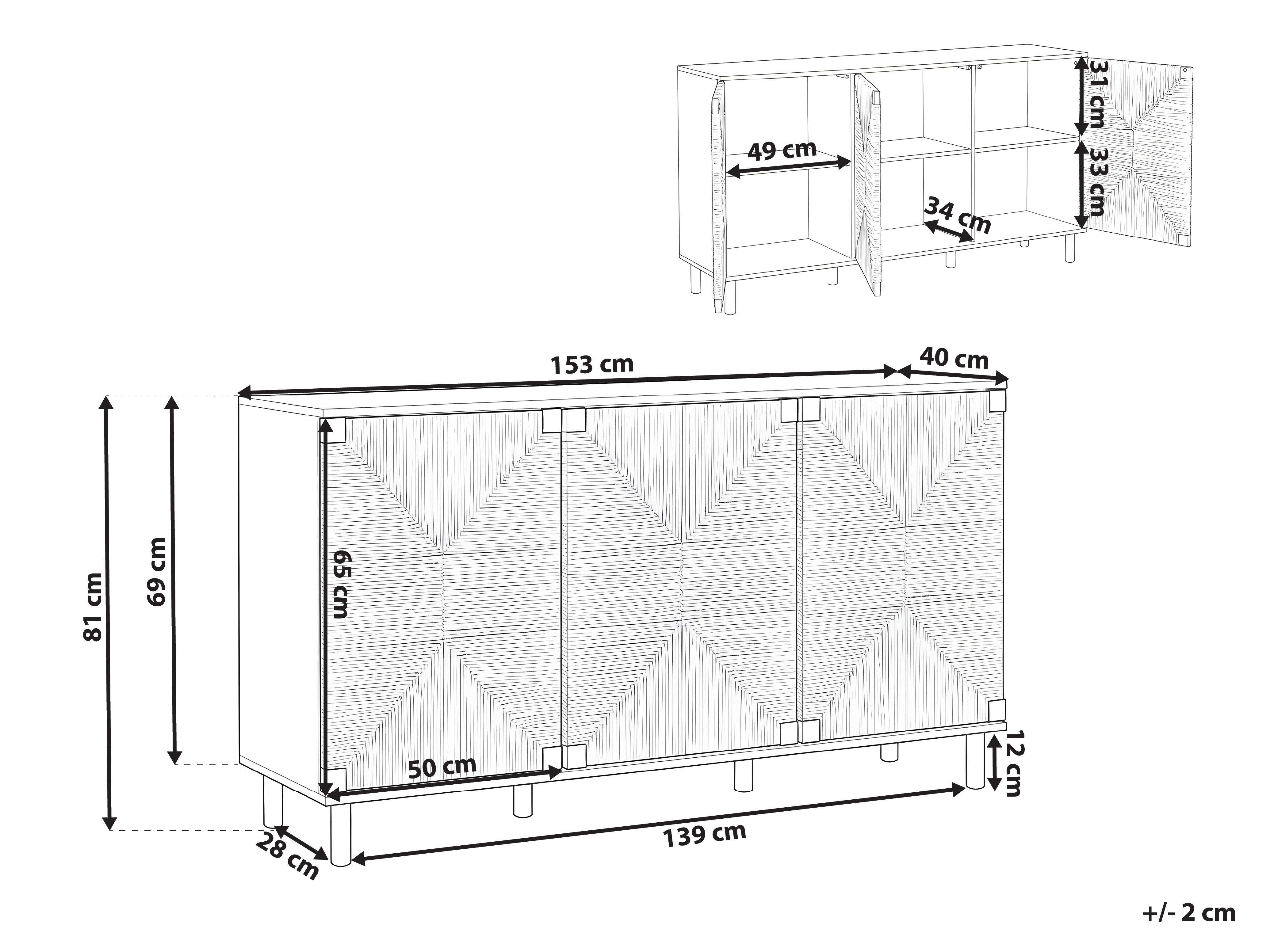 Dressoir met 3 deuren BONDI Lichtbruin