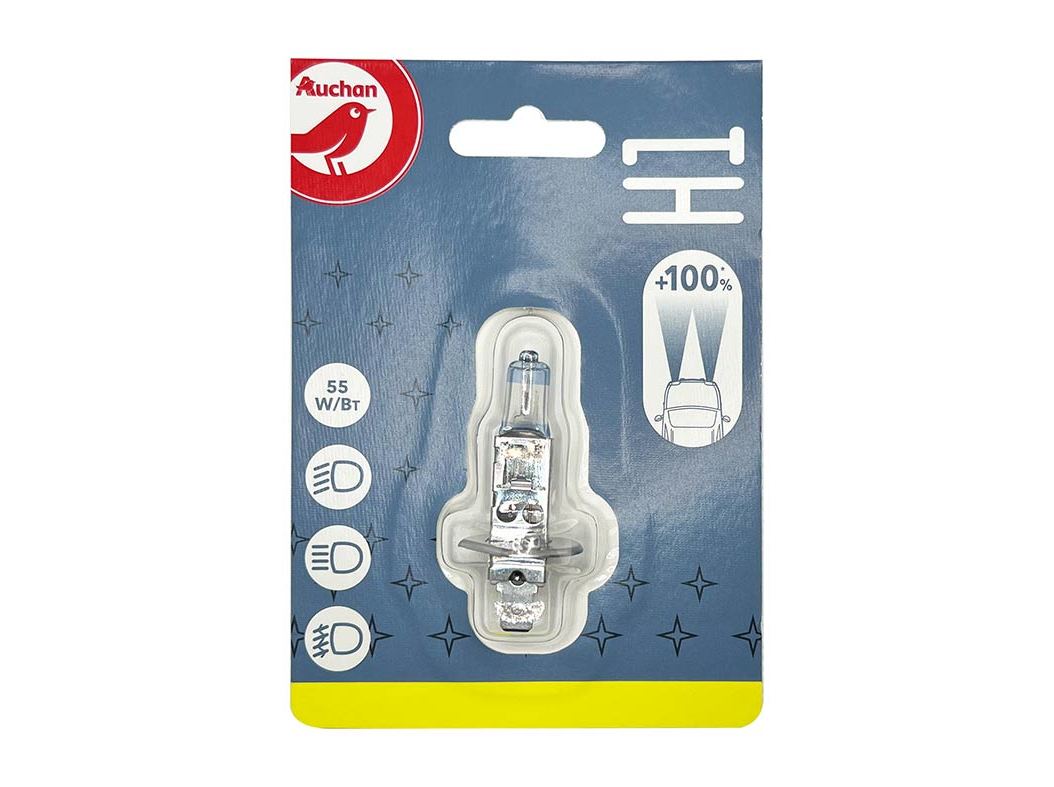LÂMPADA AUTO AUCHAN H1 12V 55W   100% VISÃO