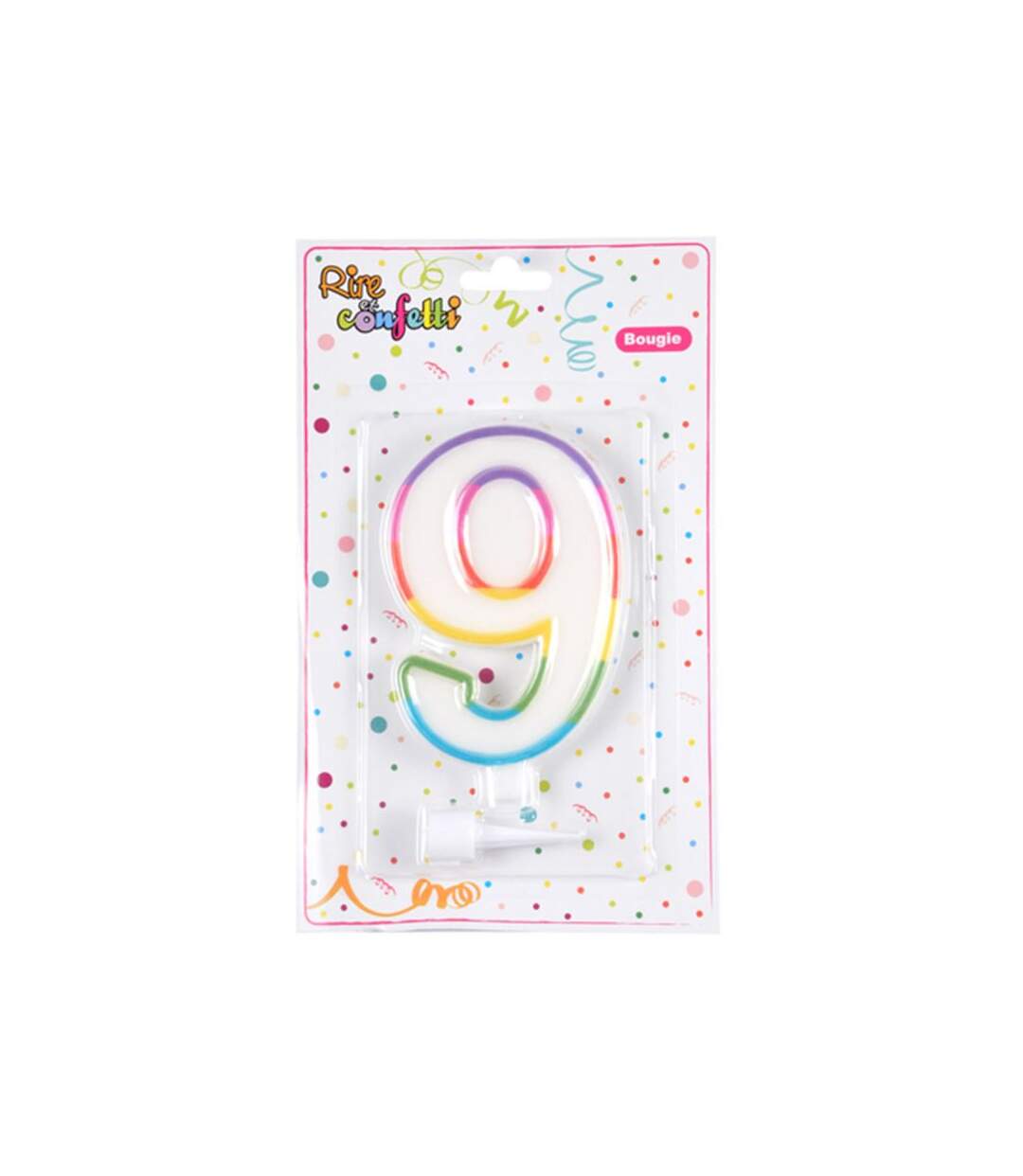 Paris Prix - Bougie D'anniversaire chiffre 9 10cm Multicolore