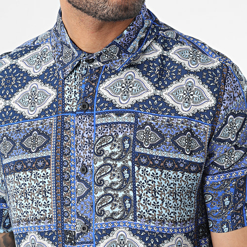 Chemise Manches Courtes Bleu Floral