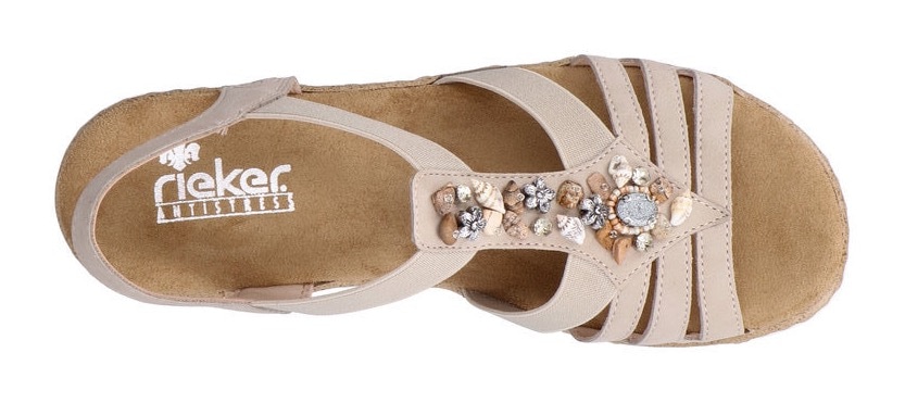 Rieker Riemchensandale  , Sommerschuh, Sandalette, Keilabsatz, mit sommerlicher Verzierung