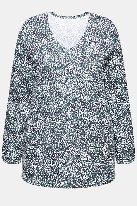 Longshirt, gemustert, A-Linie, V-Ausschnitt, Langarm