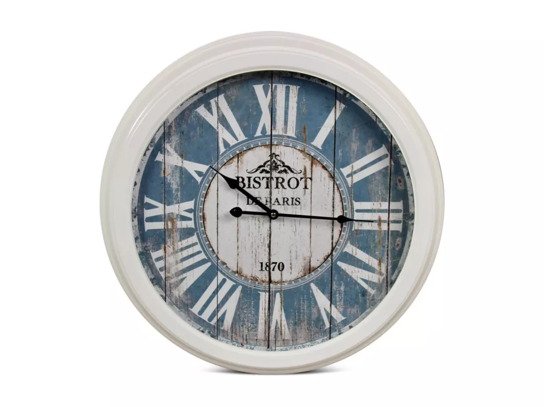 Horloge ancienne murale bistrot de paris Métal Bleu - Décoration d'Autrefois