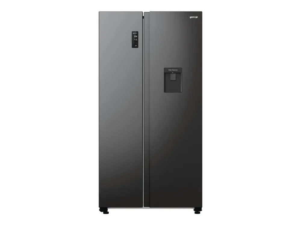 Gorenje Advanced NRR9185EABXLWD - Køleskab/fryser - side-by-side med vanddispenser - bredde: 91.5 cm - dybde: 67 cm - højde: 178.6 cm - 547 liter - Klasse E - sort