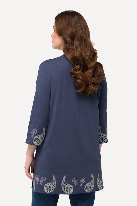 Jerseytunika, Paisley, V-Ausschnitt, 3/4-Arm, Biobaumwolle