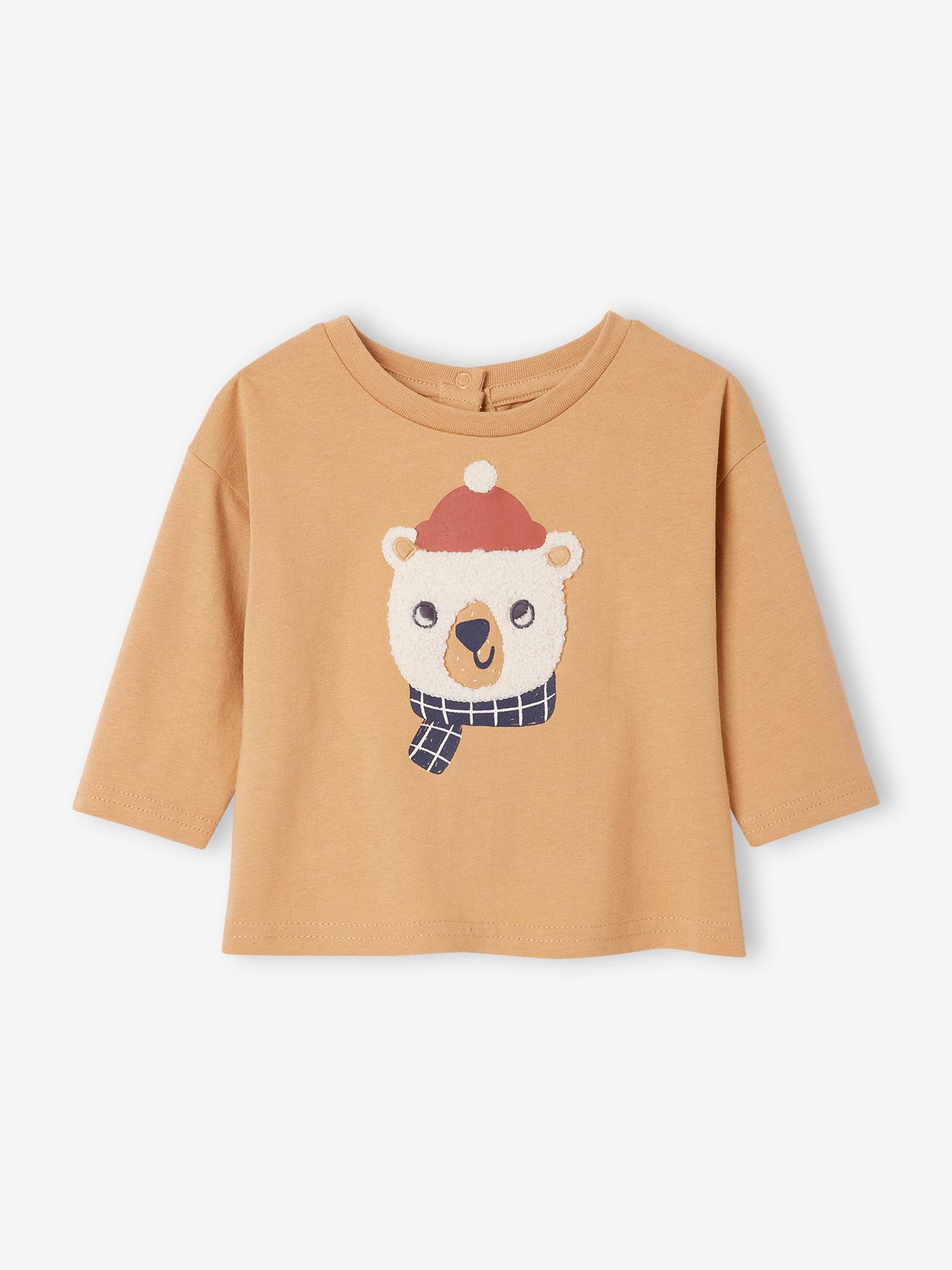 Camiseta infantil bronze com estampa em relevo