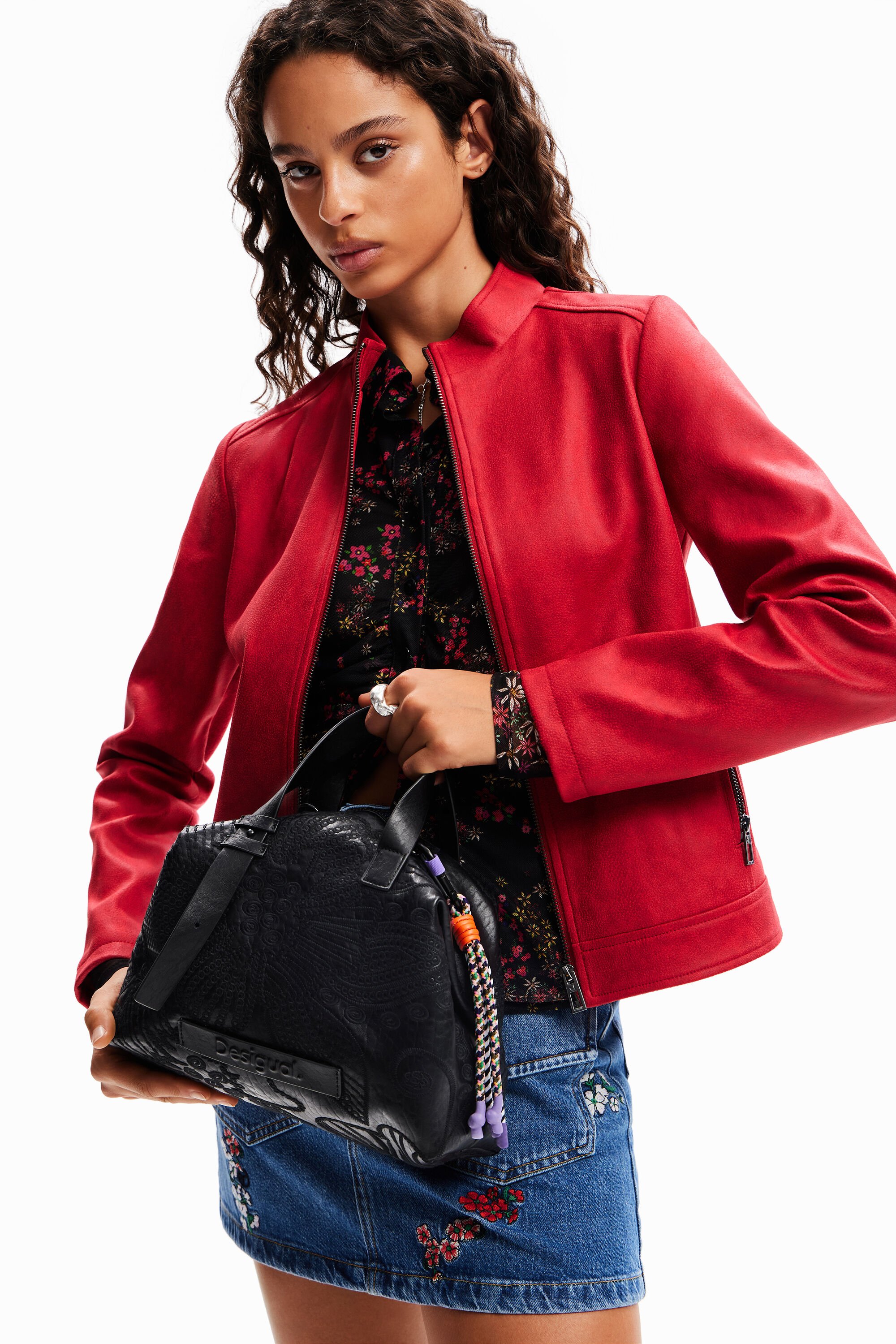 Sac moyen broderie fleurs