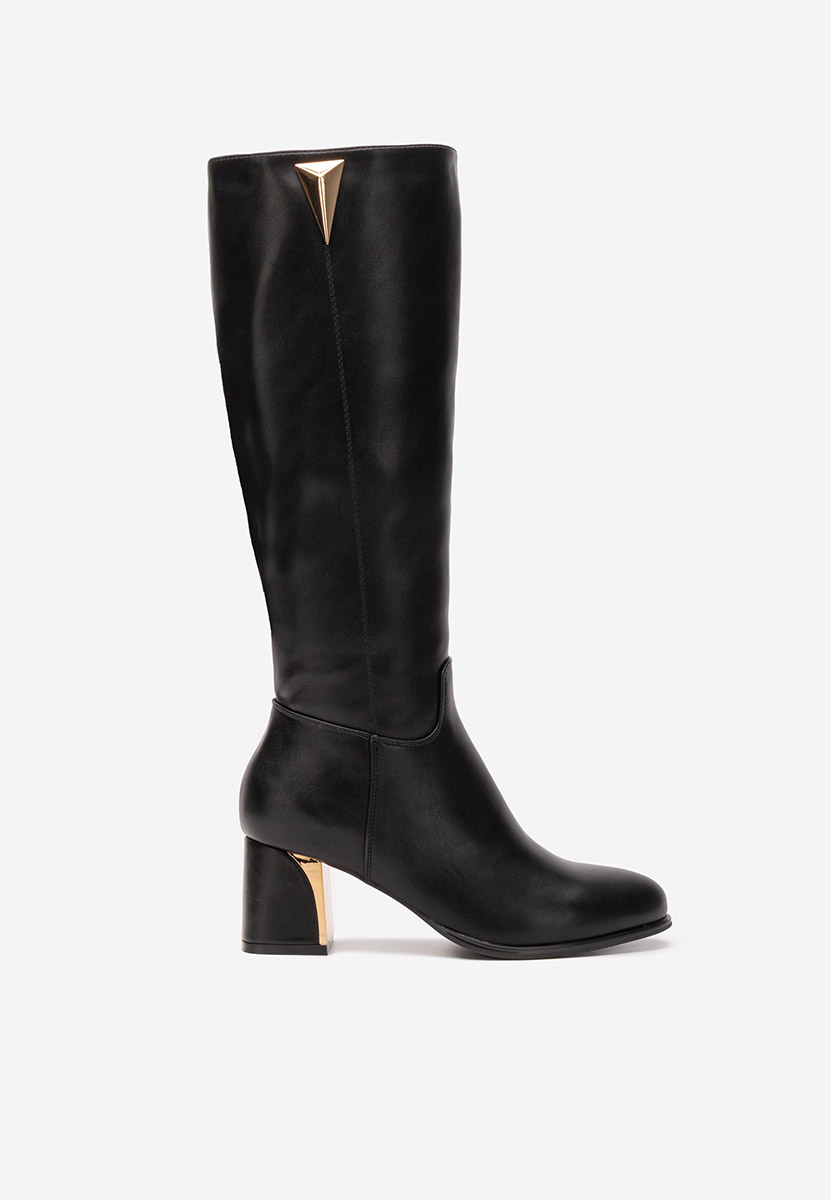 Bottes à talon carré noires Softina