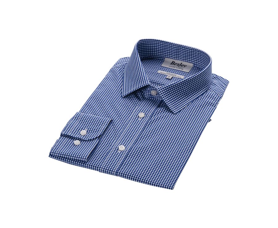 Chemise coton bleu et Blanc - Col français - VALAIRE