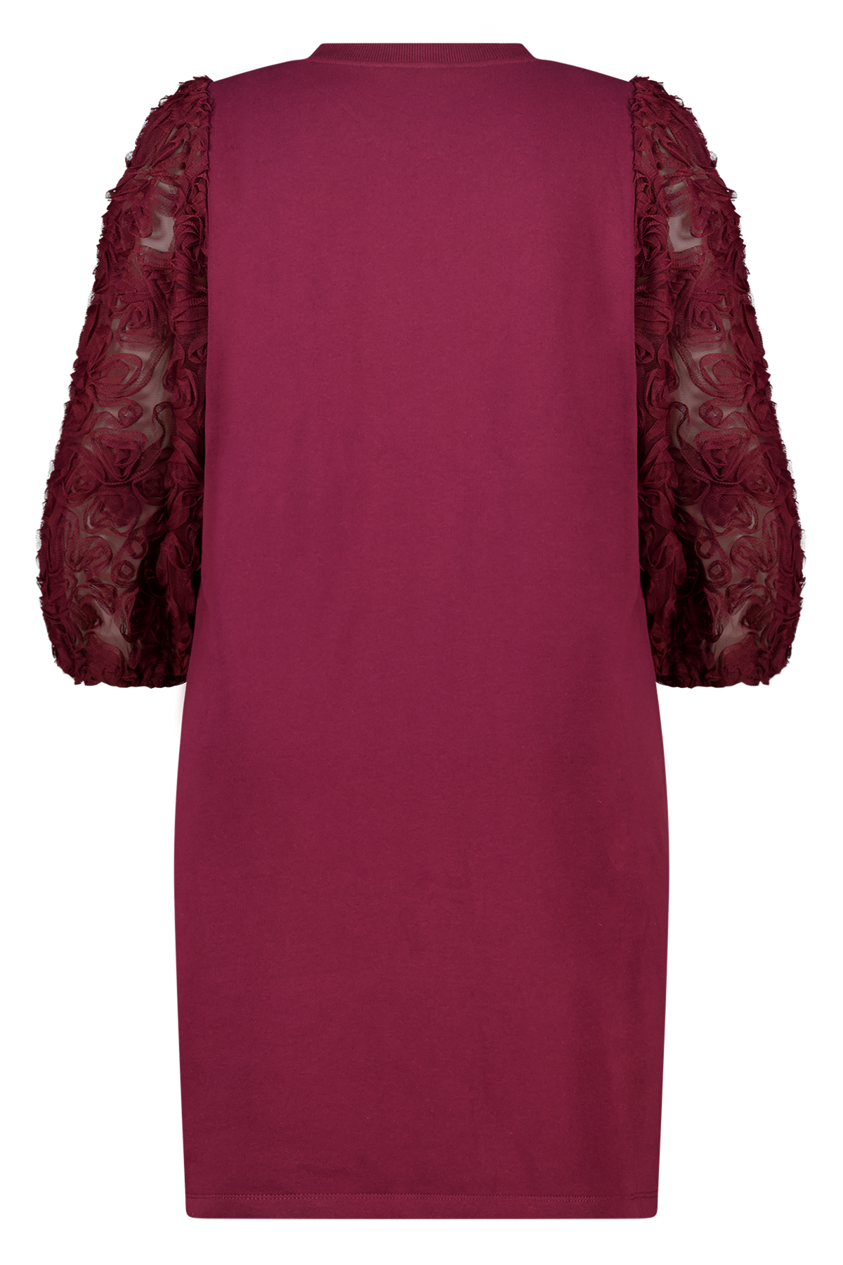Sweater dress met doorschijnende mouwen en opdruk Bordeaux