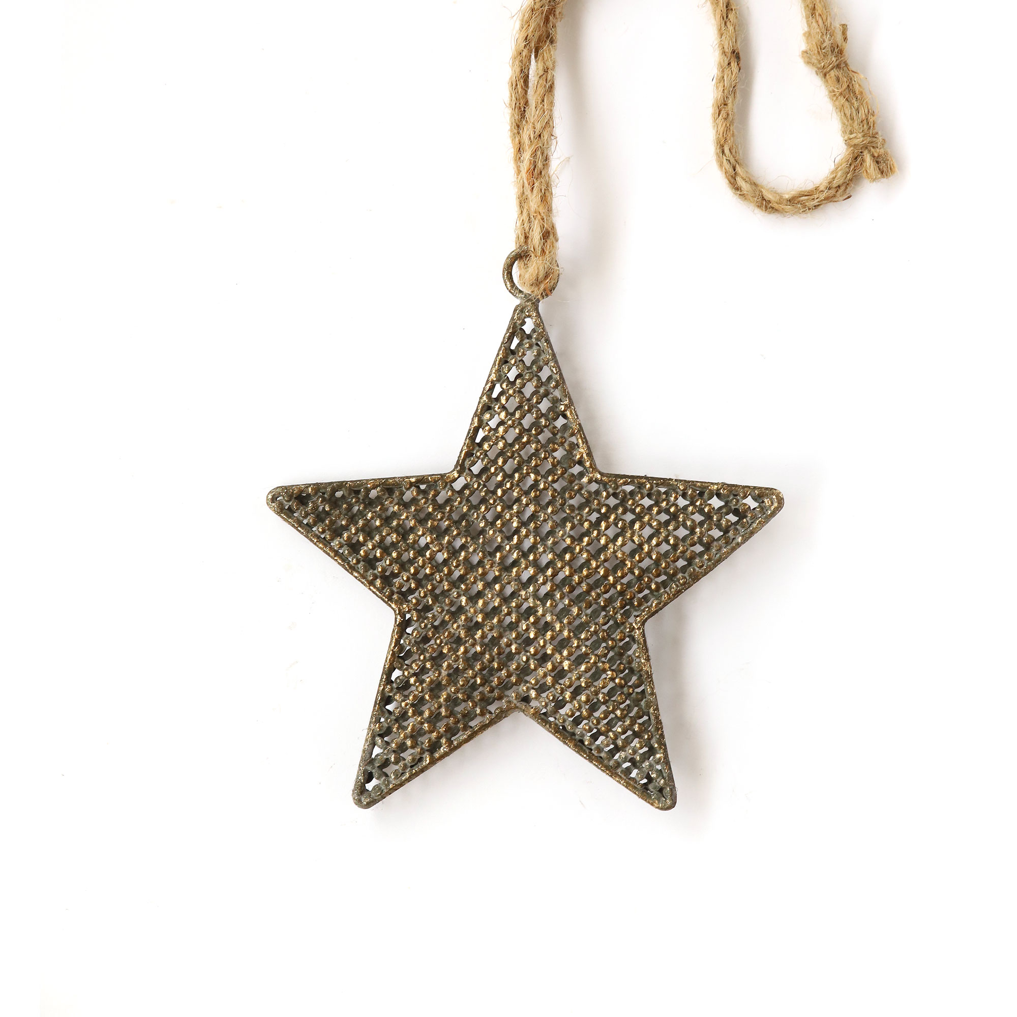 Anhänger 'Stern' aus Metall, antik gold, 15 cm, B 14 cm, L 2 cm von fischer's lagerhaus