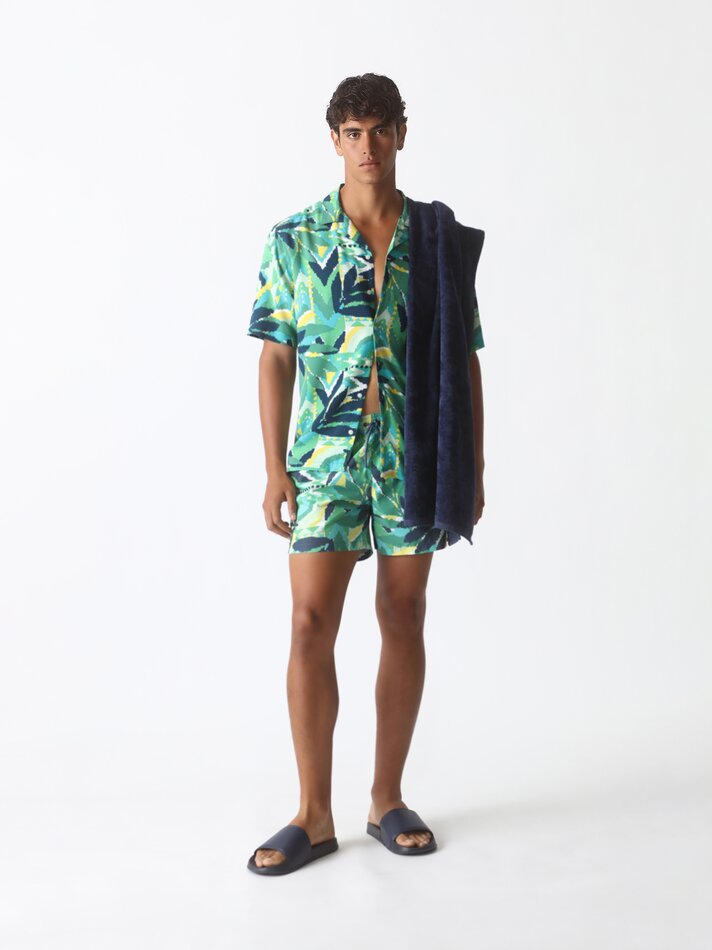 Maiô com estampa floral - Cáqui