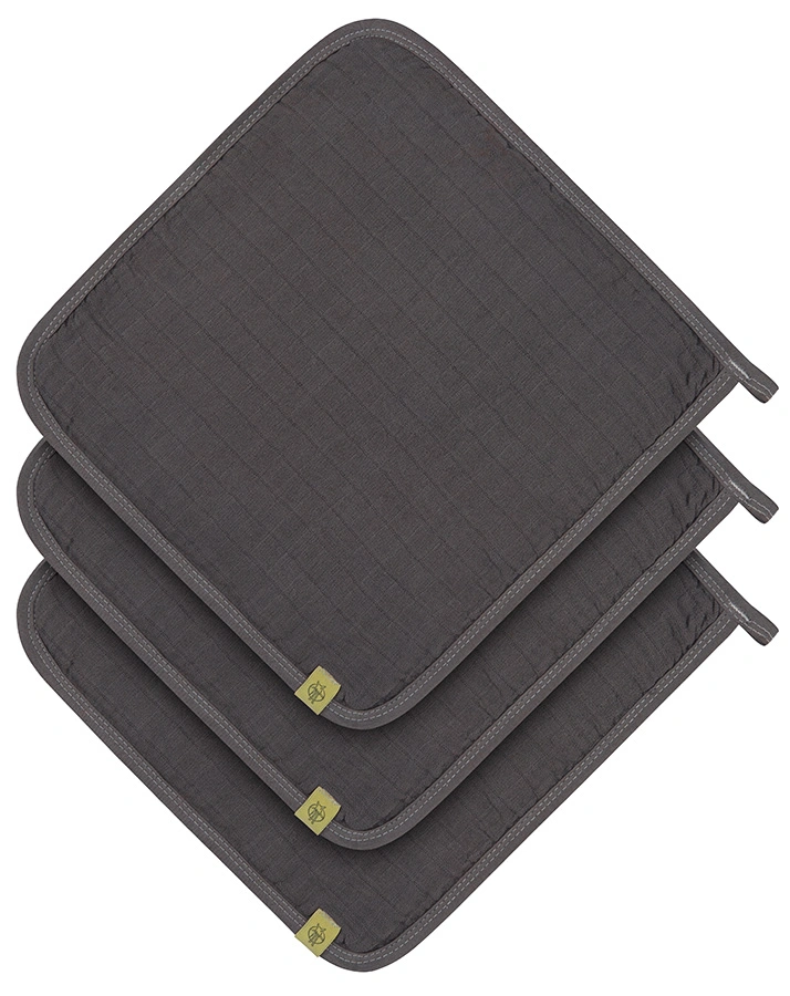 Mull-Waschlappen LITTLE CHUMS (30x30) 3er-Pack in anthrazit
