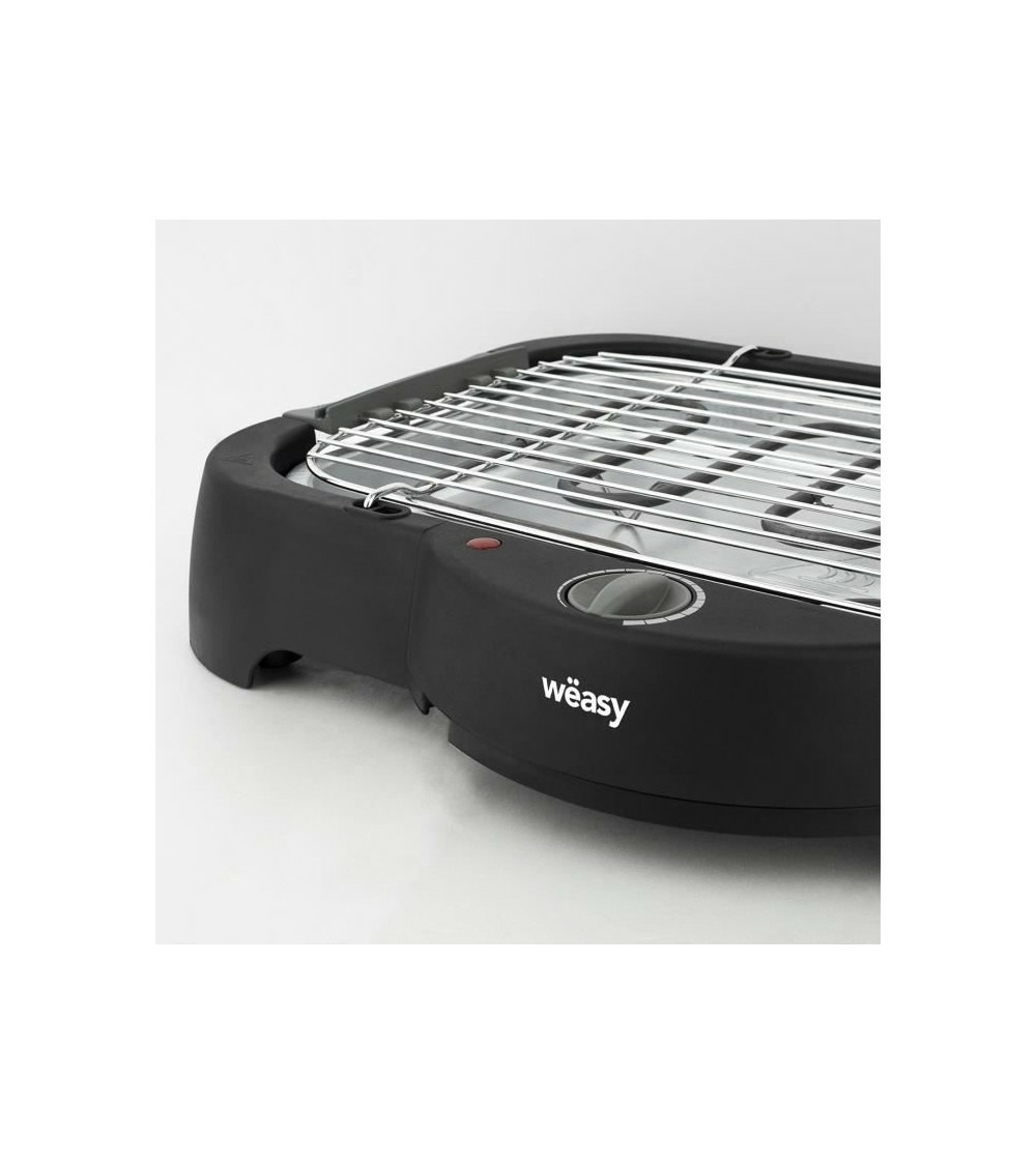 Gbe42 grill bbq électrique a poser ou sur pieds-41,5x24cm-température réglable-2000w -plateau amovible-pieds anti-déra