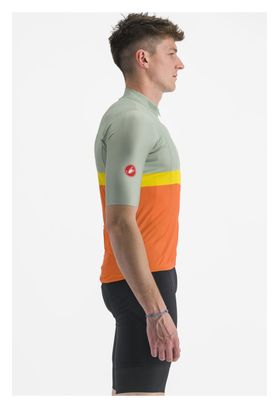 Maillot Manches Courtes Castelli A Blocco Vert/Orange