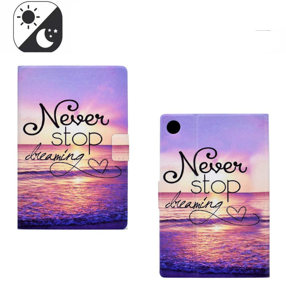 Samsung Galaxy Tab A9 Leder Tasche Flip Cover - Never Stop Dreaming