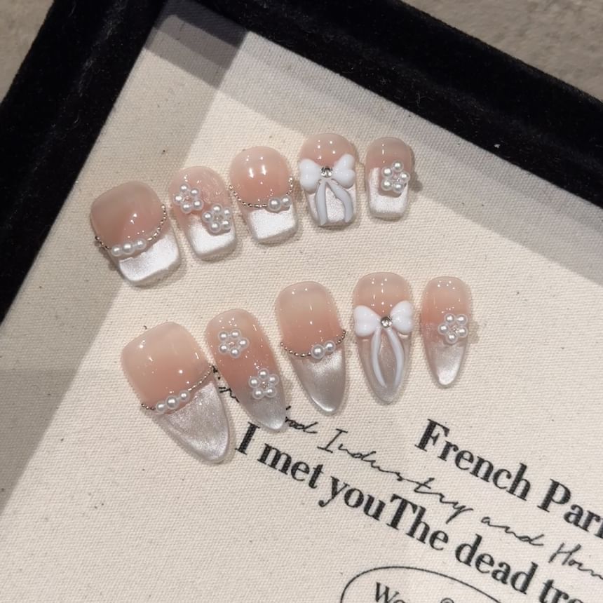 eovda - Bow Faux Pearl Press On Nail (Various Designs)