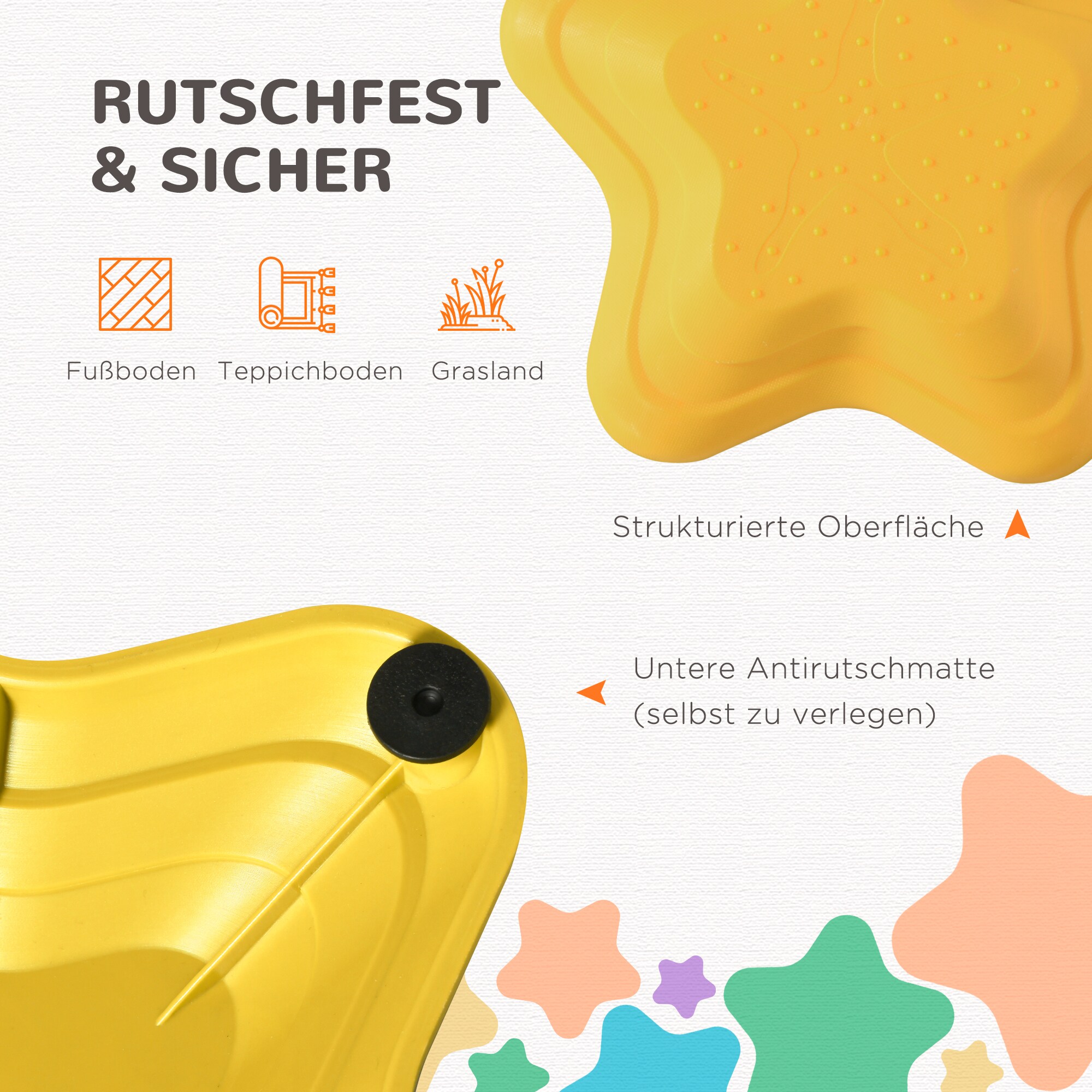 ZONEKIZ Flusssteine-Set aus robustem Material bunt 36,5L x 36,5B x 16H cm