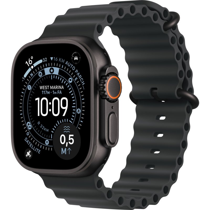 Apple Watch Ultra 3 OLED 49 mm Numérique 422 x 514 pixels Écran tactile 5G Noir Wifi GPS (satellite)